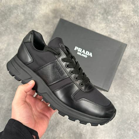 prada prax trainers|men's black prada trainers.